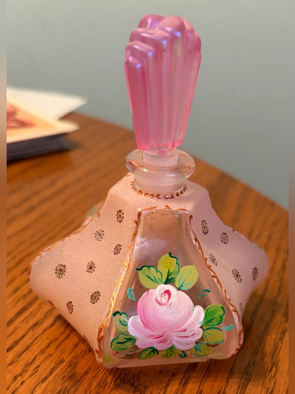 Hand painted glass perfume bottle by Laure Chanille No. 052
